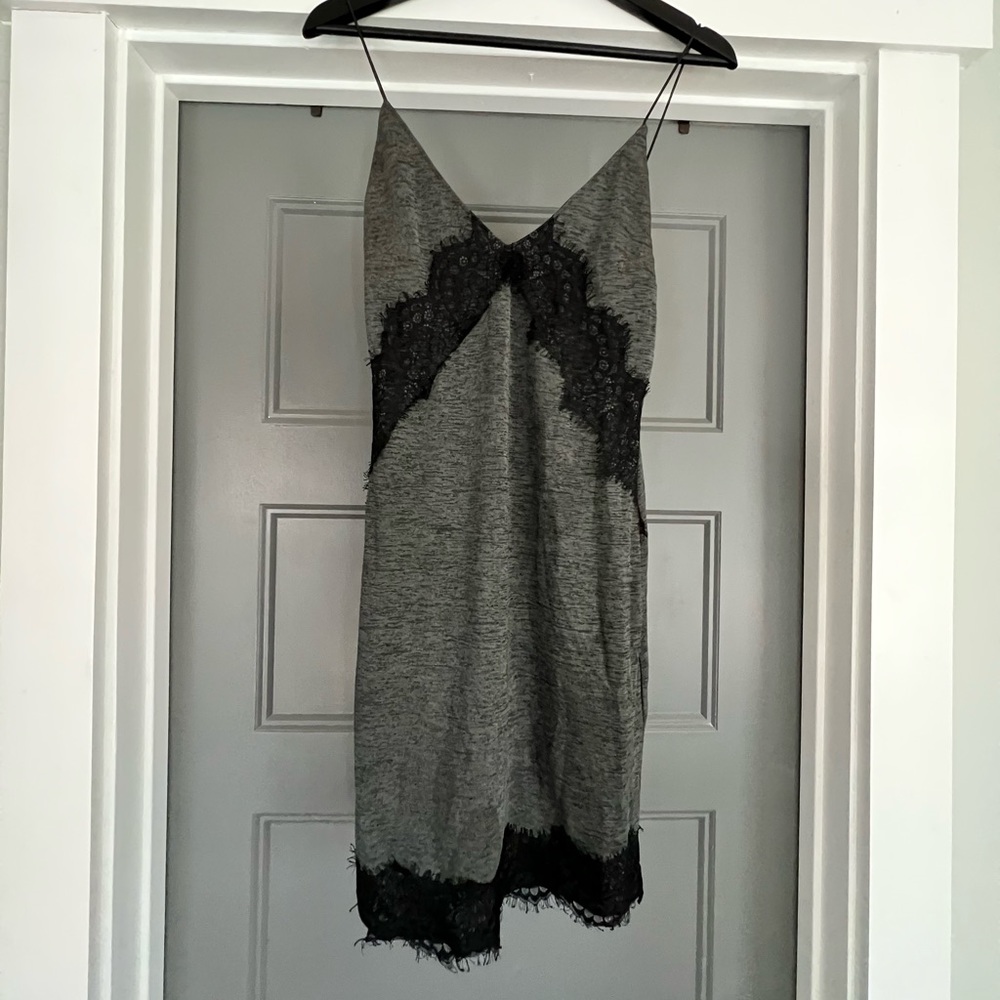 Green and Black Lace Mini Dress